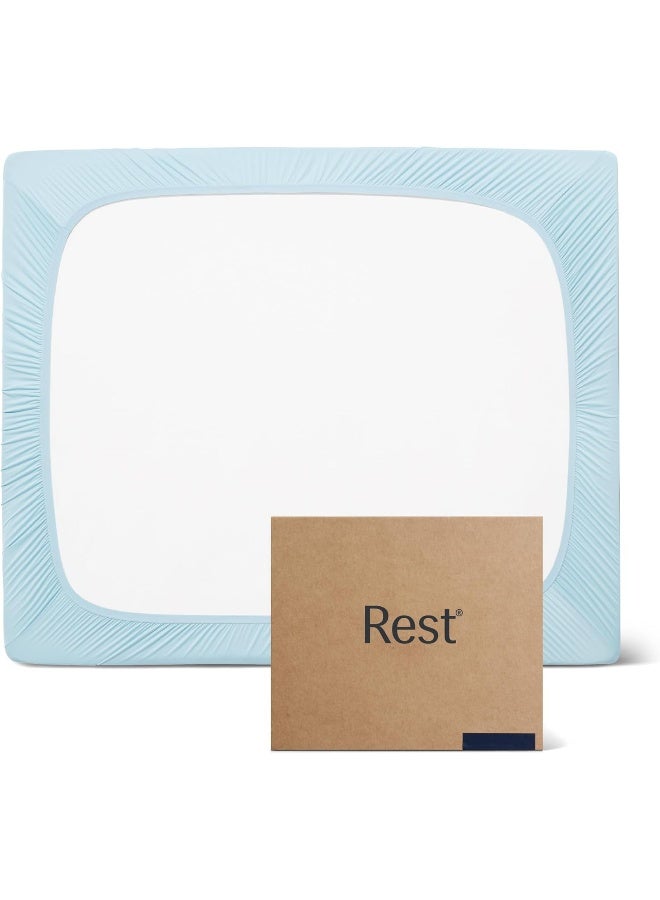 Rest REST Evercool+™ Fitted Sheet, Silver Ion Infused Cooling Fitted Sheet with Elastic Bands for Hot Sleepers, Instant Cooling, Smooth, Machine Washable for Fresh and Hygienic Sleep (Aqua Blue, Full)  - Image 1