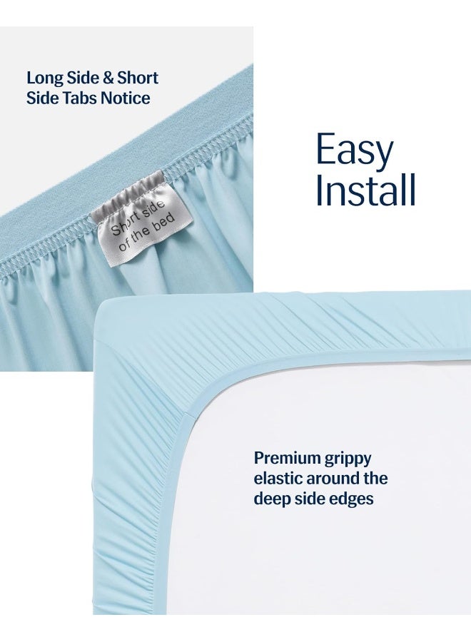 Rest REST Evercool+™ Fitted Sheet, Silver Ion Infused Cooling Fitted Sheet with Elastic Bands for Hot Sleepers, Instant Cooling, Smooth, Machine Washable for Fresh and Hygienic Sleep (Aqua Blue, Full)  - Image 3