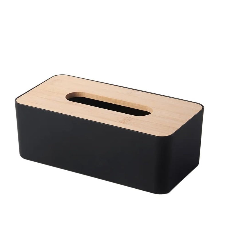 axaka Wooden Tissue Paper Holder Box Organizer for Car Decor Home | 21 x 12.5 x 9.5 Cm | Wooden, Plastic | Black - Image 5