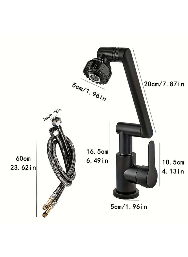 1 Black Deluxe Rotating RV Bathroom Faucet Set Durable ABS Hot And Cold Water Mix Single Hole Deck Mount Silvery Plating Easy To Install Water Saving Design With Accessory Storage Universal Connector Bathroom Faucet And Shower - Image 3