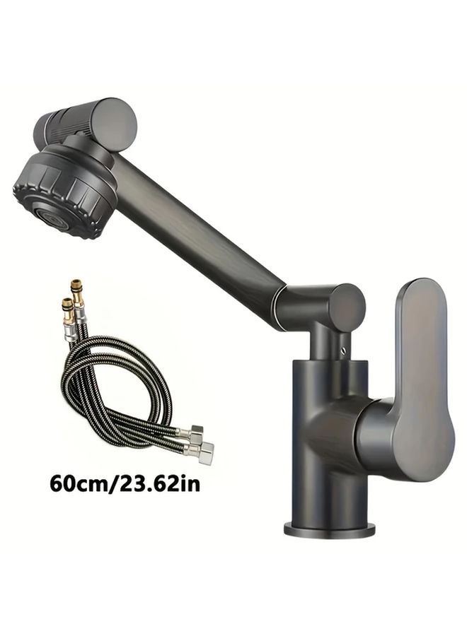 1 Black Deluxe Rotating RV Bathroom Faucet Set Durable ABS Hot And Cold Water Mix Single Hole Deck Mount Silvery Plating Easy To Install Water Saving Design With Accessory Storage Universal Connector Bathroom Faucet And Shower - Image 1