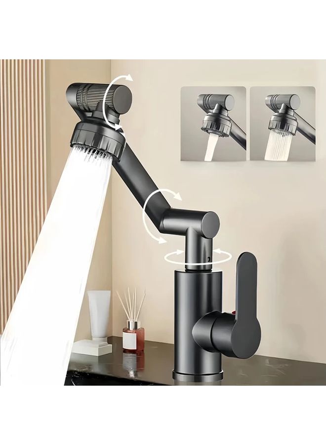 1 Black Deluxe Rotating RV Bathroom Faucet Set Durable ABS Hot And Cold Water Mix Single Hole Deck Mount Silvery Plating Easy To Install Water Saving Design With Accessory Storage Universal Connector Bathroom Faucet And Shower - Image 5