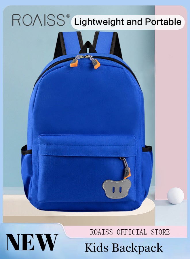 رويس حقيبة ظهر زرقاء للأطفال في مرحلة ما قبل المدرسة، حقيبة ظهر خفيفة الوزن لطيفة ورائعة لمرحلة رياض الأطفال للأولاد والبنات، حقيبة طلابية أنيقة غير رسمية بألوان زاهية ومقاومة للماء مع شعار دب مخيط - Image 1