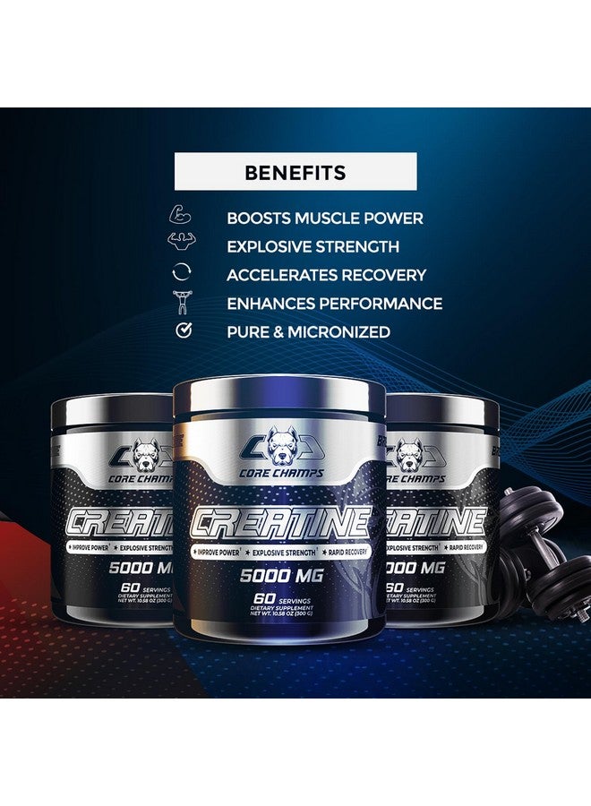 Core Champs Creatine for Men & Women | 5000mg 100% Pure Micronized Creatine | No Fillers or Additives | Power, Strength, Recovery | 60 Servings (Unflavored) - Image 3