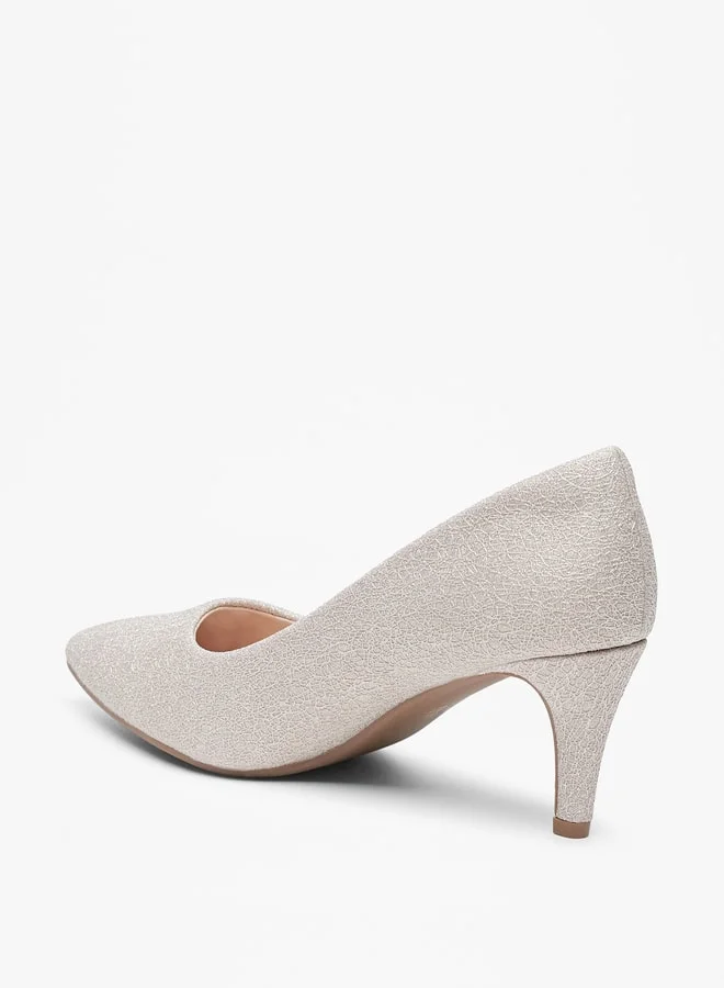 Flora Bella Women's Textured Slip-On Pumps with Cone Heels