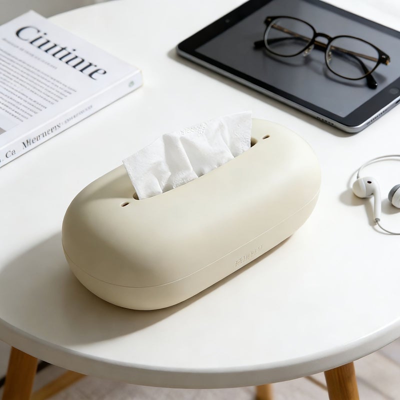 Coffee Brown Soft Silicone Drop Proof Non Slip Desktop Tissue Box Holder For Home Office Car - Image 5