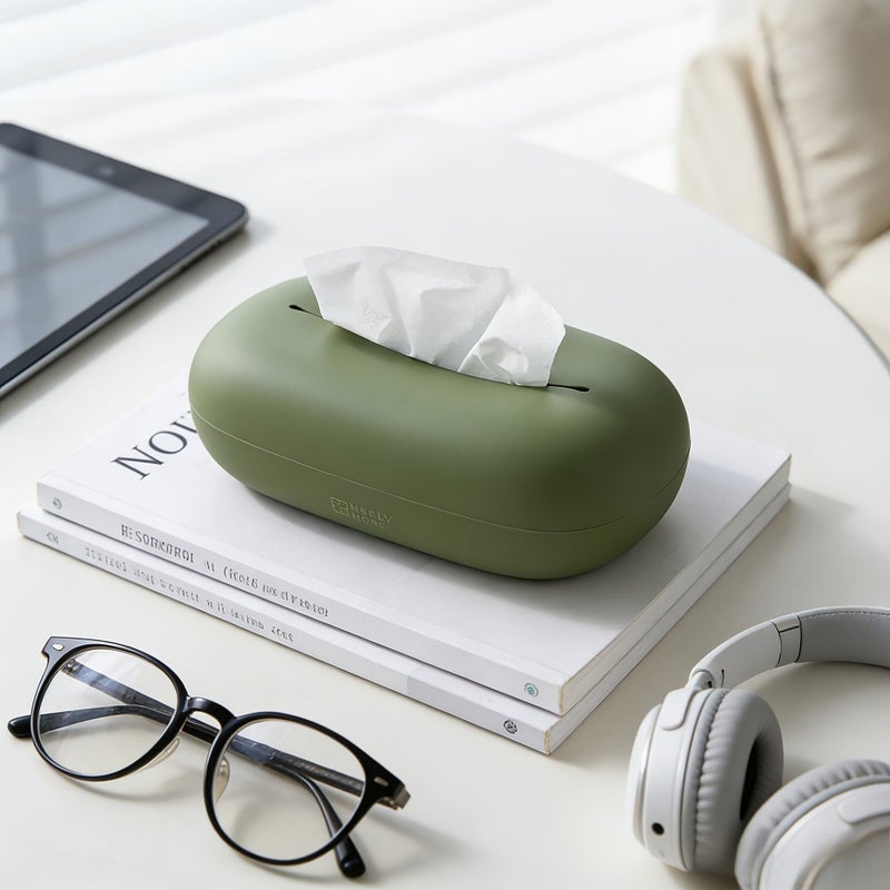 Coffee Brown Soft Silicone Drop Proof Non Slip Desktop Tissue Box Holder For Home Office Car - Image 3