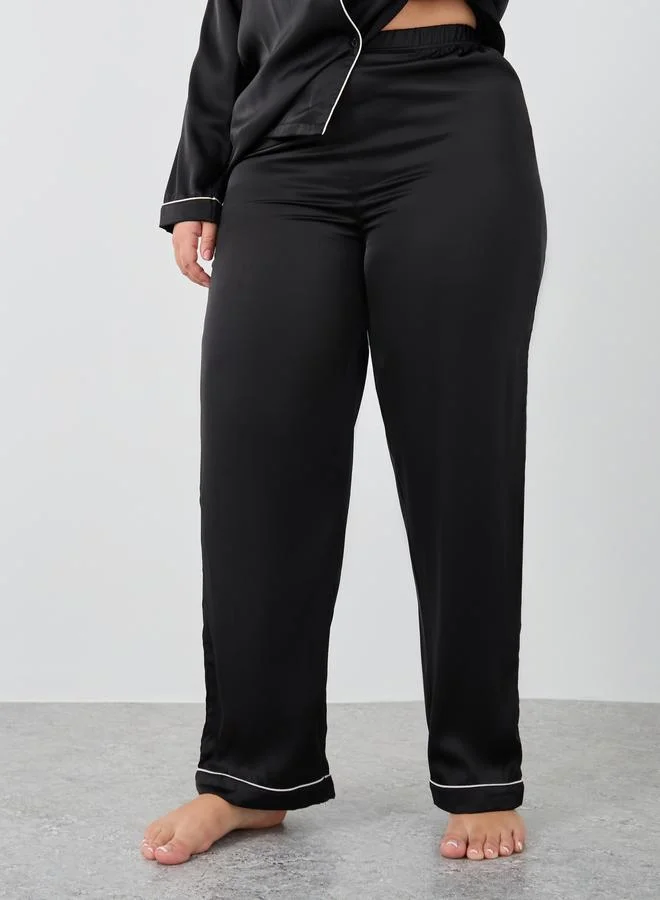 Styli Styli Plus Size Matte Satin Shirt and Pyjama Set