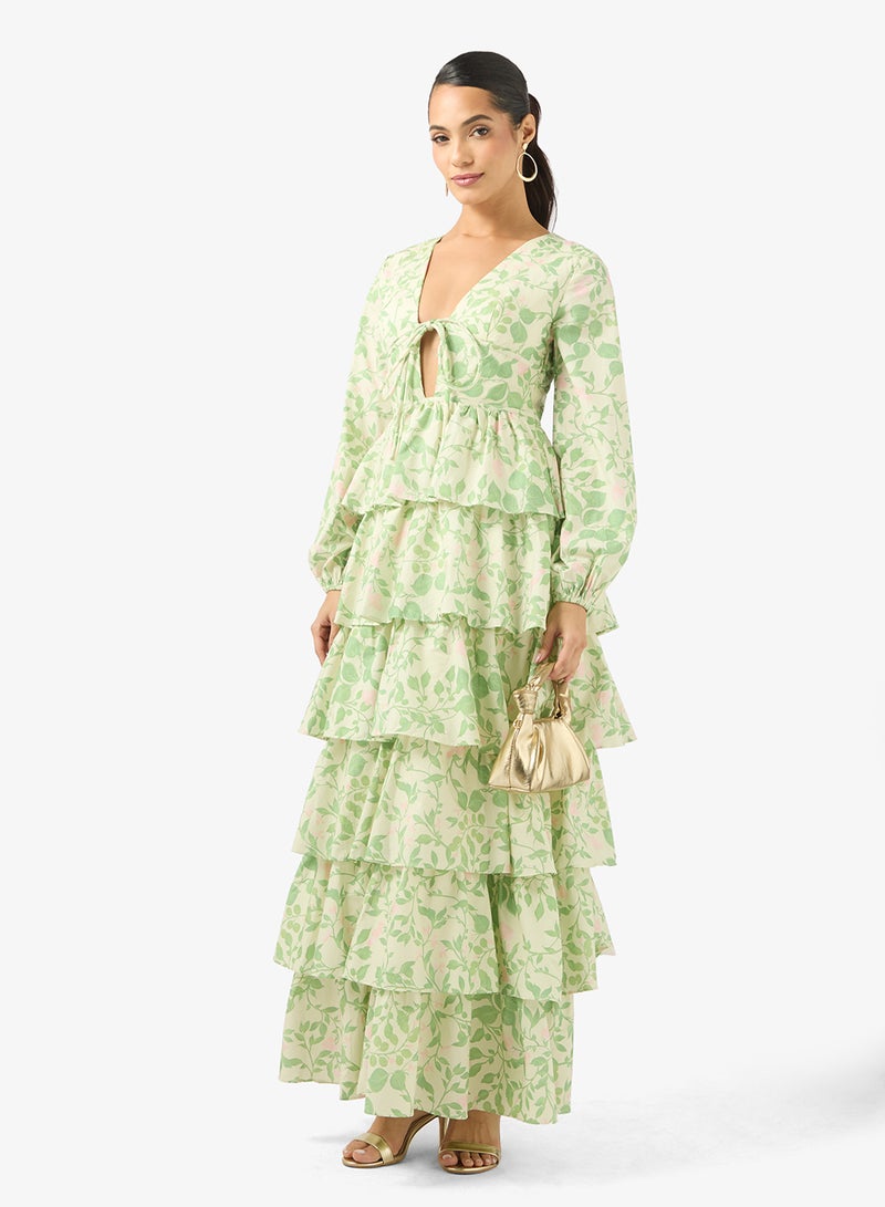 True Decadence V-Neck Puff Sleeve Ruffle Dress - Image 4