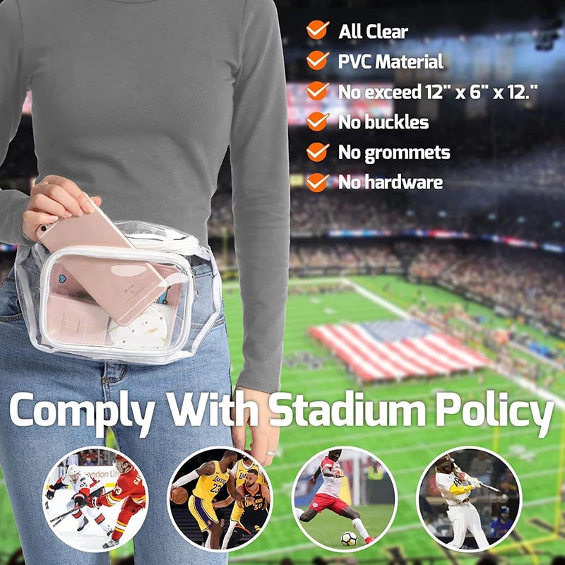 Veckle Clear Fanny Pack Stadium Approved - Adjustable Range 19” - 47“ Belt Bag for Women Men Transparent Waist Bag Fits Sport Events, Concerts, White - Image 2