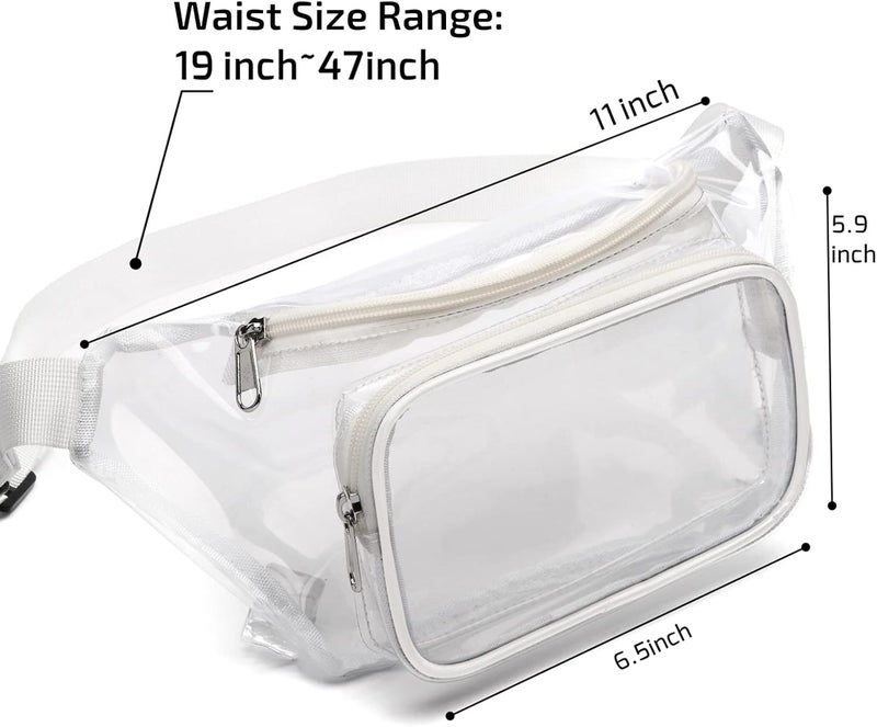 Veckle Clear Fanny Pack Stadium Approved - Adjustable Range 19” - 47“ Belt Bag for Women Men Transparent Waist Bag Fits Sport Events, Concerts, White - Image 4