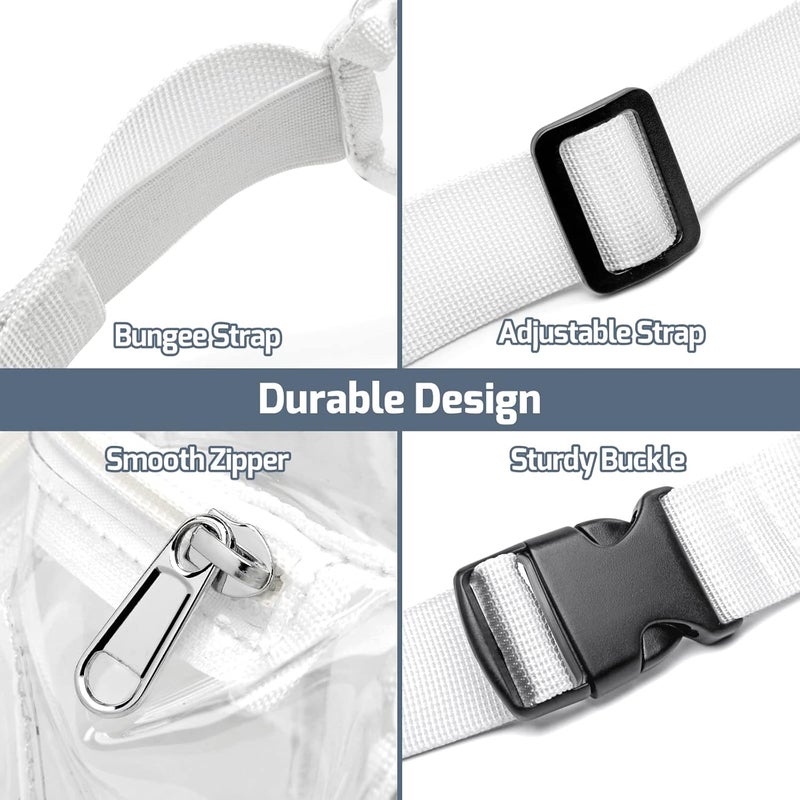 Veckle Clear Fanny Pack Stadium Approved - Adjustable Range 19” - 47“ Belt Bag for Women Men Transparent Waist Bag Fits Sport Events, Concerts, White - Image 5