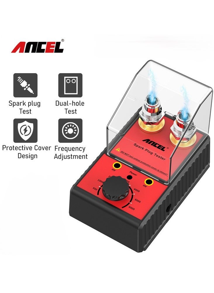 Ancel Car Spark Plug Tester, 220V Ignition System Tester Double Hole Spark Plug Analyzer Automotive Scanner - Image 1