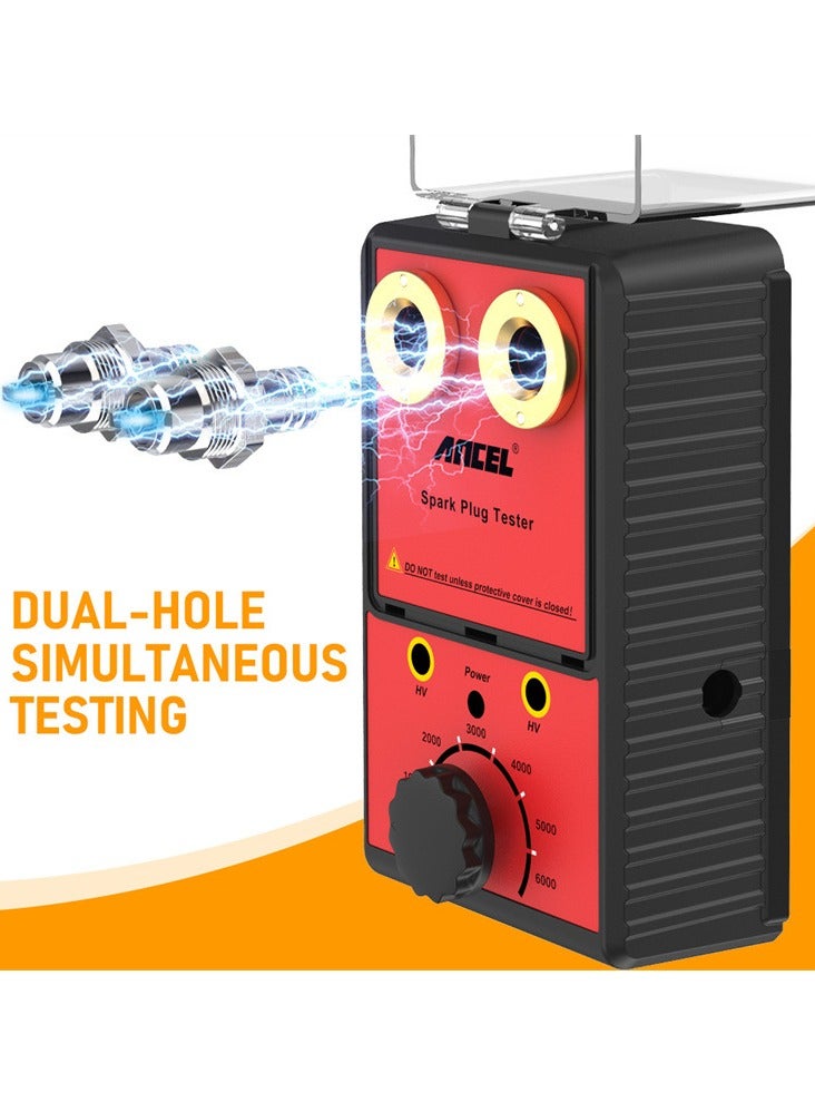 Ancel Car Spark Plug Tester, 220V Ignition System Tester Double Hole Spark Plug Analyzer Automotive Scanner - Image 3