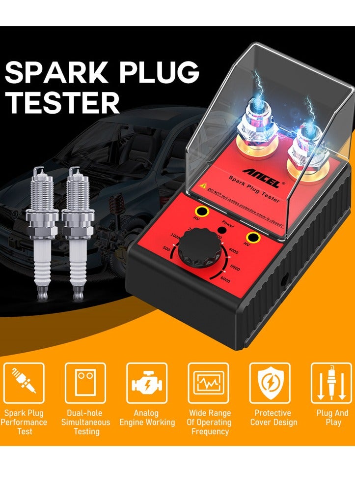 Ancel Car Spark Plug Tester, 220V Ignition System Tester Double Hole Spark Plug Analyzer Automotive Scanner - Image 5