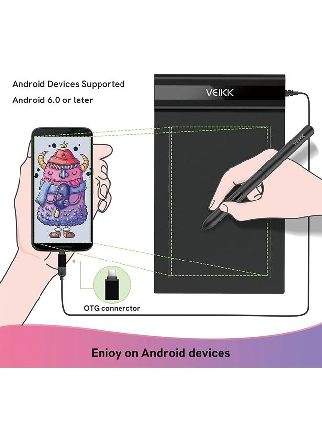 Veikk - Drawing Tablet,VEIKK S640 Digital Graphics Tablet, 6x4 Inch Ultra-thin Portable OSU! Tablet, Battery-Free Stylus for OSU! Game and Teaching Online Classes,Support Windows Mac Linux Chrome Android OS - Image 1