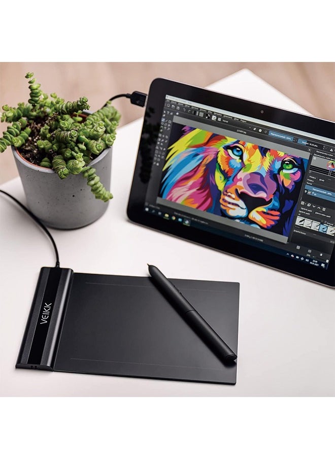Veikk - Drawing Tablet,VEIKK S640 Digital Graphics Tablet, 6x4 Inch Ultra-thin Portable OSU! Tablet, Battery-Free Stylus for OSU! Game and Teaching Online Classes,Support Windows Mac Linux Chrome Android OS - Image 1