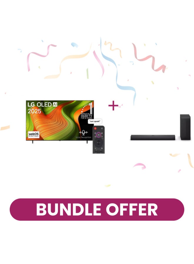 LG 83 inch OLED AI Gen2 4K 120Hz Smart TV AI Magic remote webOS25 2025 OLED83B56LA + LG Soundbar S70TY Combo LG OLED83B56LA + LG S70TY black