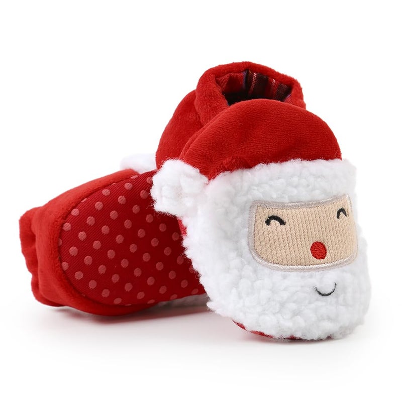 Ohwawadi Baby Christmas Booties Slippers Infant Boys Girls Cartoon Warm Shoes Soft Newborn Crib Footwear Sock Shoes First Walkers Red 06 Months - Image 2