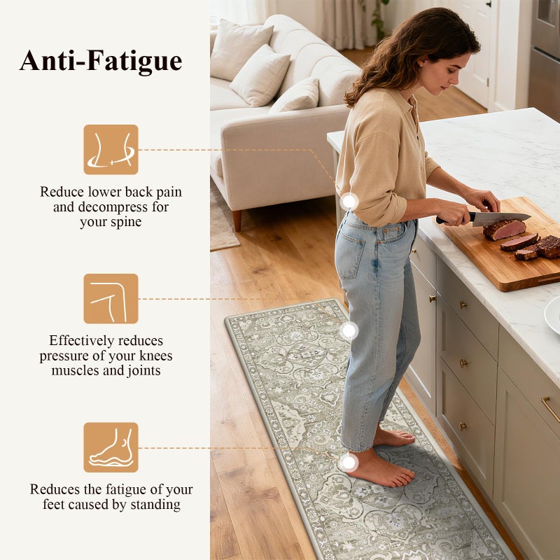 Ileading Anti Fatigue Kitchen Rugs Sets of 2 Cushioned Kitchen Mats for Floor Waterproof Kitchen Mat Set Non Slip Comfort Standing Mat for Kitchen, Office, Sink, Laundry - Image 3