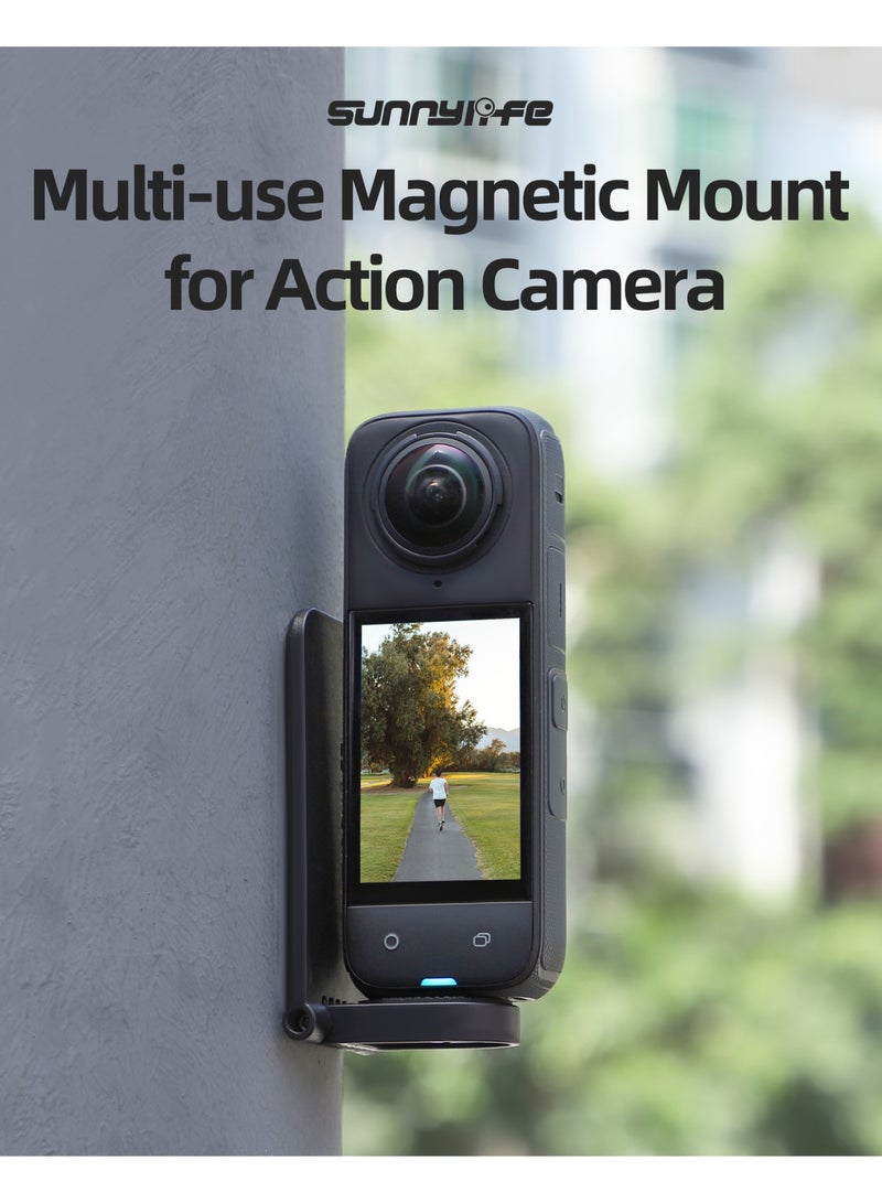 سني لايف حامل مغناطيسي لكاميرا Insta360 X5 X4، قاعدة حامل مغناطيسي على شكل حرف L مع محولات Arca QR مقاس 1/4 بوصة للحامل الثلاثي، لكاميرا Insta 360 X5 X4 X3 GO 3S، لكاميرا DJI Pocket 3 Action 5 Pro، لإكسسوارات GoPro - Image 1