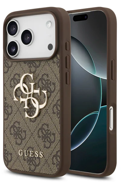 جس جراب iPhone 17 Pro Max من الجلد الصناعي مع شبكة 4G كبيرة وشعار كلاسيكي / تصميم نحيف للغاية / خفيف الوزن / سهل التركيب - بني