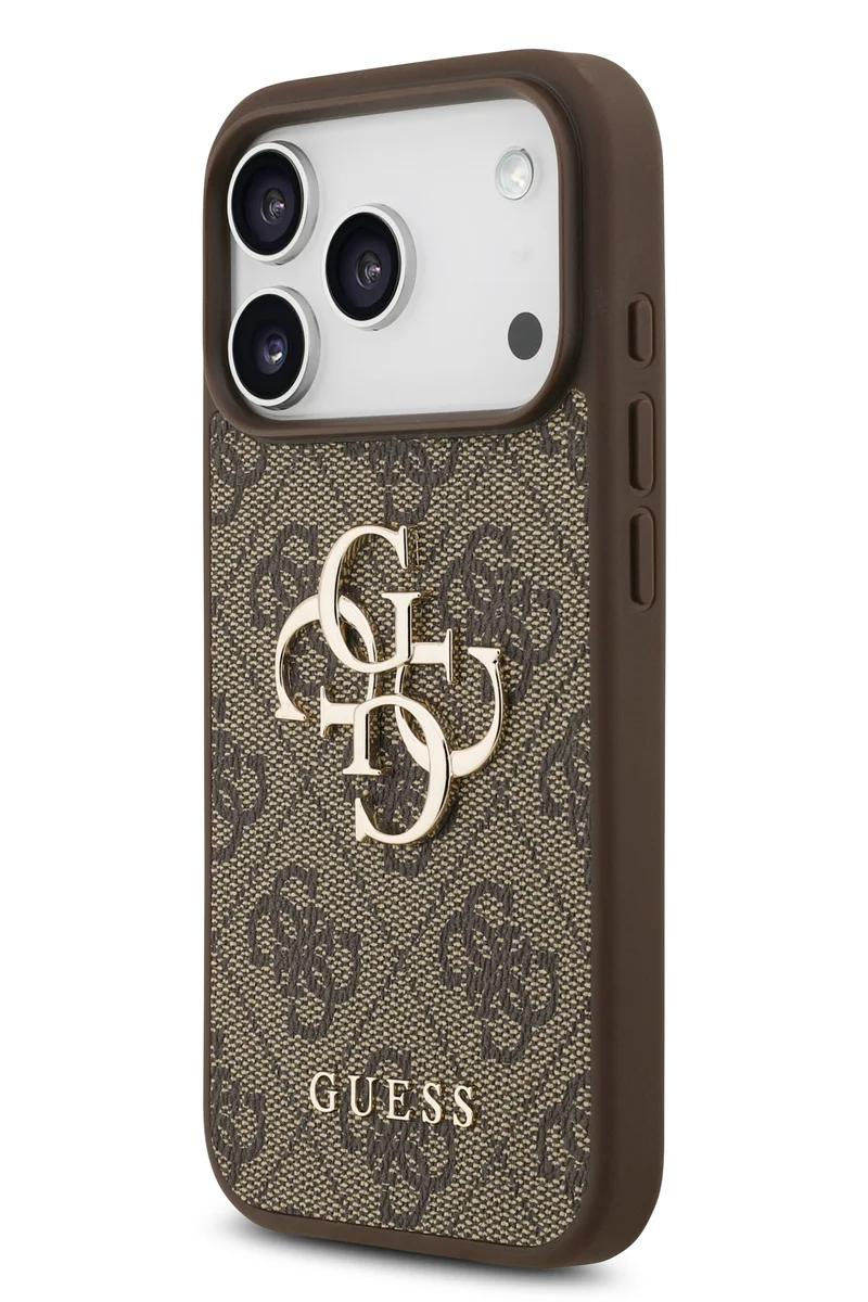 GUESS Brown - Big 4G & Classic Logo iPhone 17 Pro Max Case PU Leather With Big 4G & Classic Logo / Ultra Slim / lightweight design / Easy Installation - Brown  | Best Price UAE