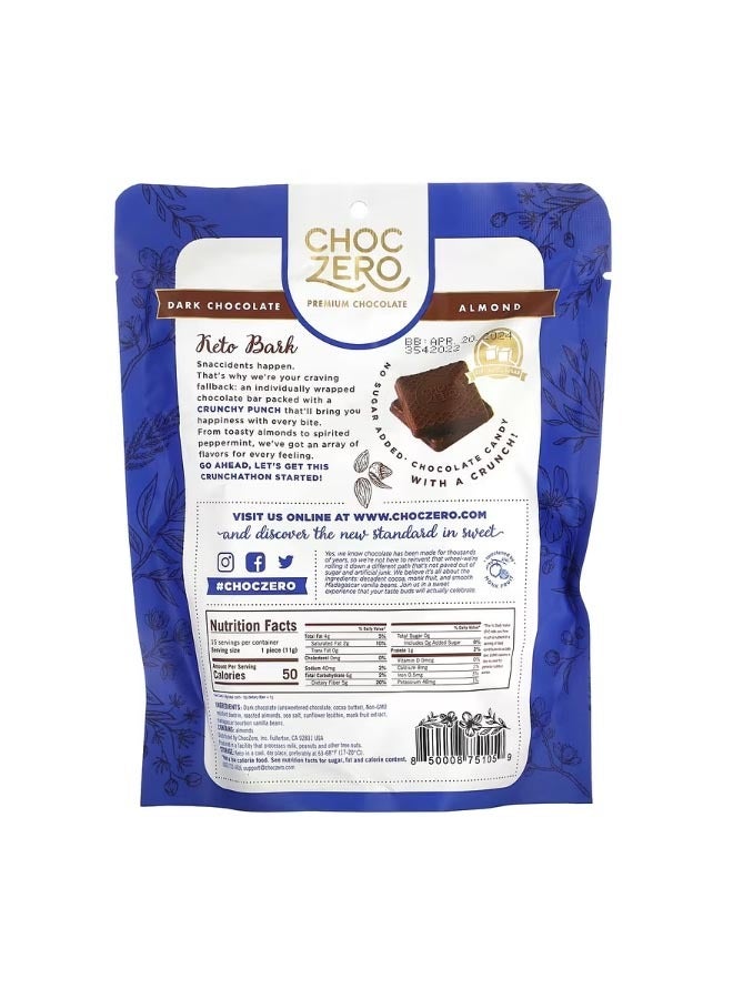 CHOCZERO Keto Bark Dark Chocolate With Sea Salt Almond 15 Mini Packs 6 oz 170 g - Image 2