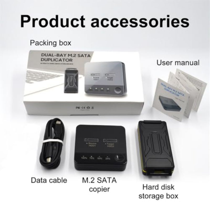 M.2 SATA Duplicator, Dual Bay High Speed Clone, 5Gbps M.2 SATA Docking Station for 2230/2242/2260/2280/22110 - Image 5