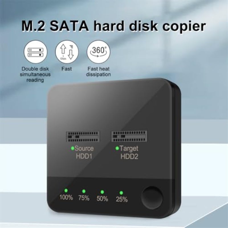 M.2 SATA Duplicator, Dual Bay High Speed Clone, 5Gbps M.2 SATA Docking Station for 2230/2242/2260/2280/22110 - Image 4