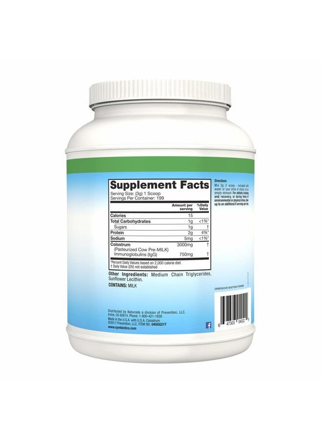 Symbiotics - Colostrum Plus Powder 21 oz (597 g) - Immunity Support - Promotes Athletic Performance and Optimal Iron Levels - Immunoglobulin - 25% lgG Antibodies - Gluten Free - Image 1