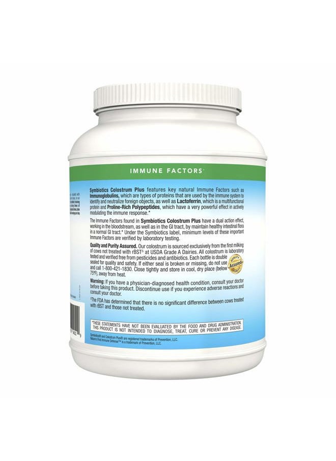 Symbiotics - Colostrum Plus Powder 21 oz (597 g) - Immunity Support - Promotes Athletic Performance and Optimal Iron Levels - Immunoglobulin - 25% lgG Antibodies - Gluten Free - Image 1