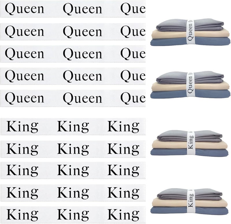 Maletnd 10 Pieces Bed Sheet Organizer Bands, Sheet Organizers and Storage Label Bands, Sheets Organizer for Closet, Sheet Label for Bedding, Sheet Keepers Linen Labels Bedding (White, 10Pcs) - Image 1