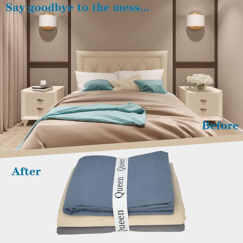 Maletnd 10 Pieces Bed Sheet Organizer Bands, Sheet Organizers and Storage Label Bands, Sheets Organizer for Closet, Sheet Label for Bedding, Sheet Keepers Linen Labels Bedding (White, 10Pcs) - Image 2