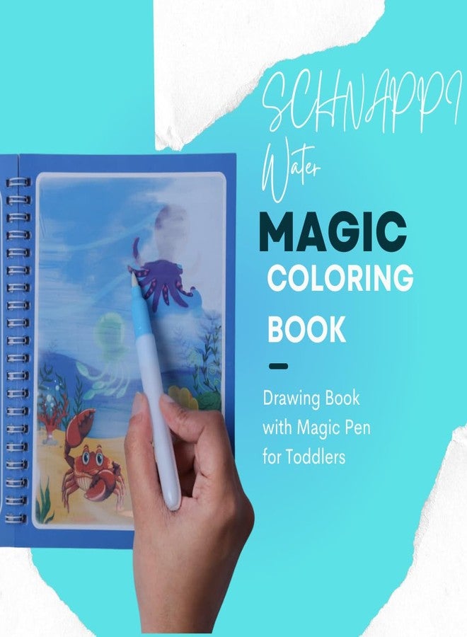 SCHNAPPI Magic Water Book, Reusable Drawing Coloring Book with Water Pen, Ocean Theme, Educational Learning Toy for Kids (Pack of 4) - Image 2