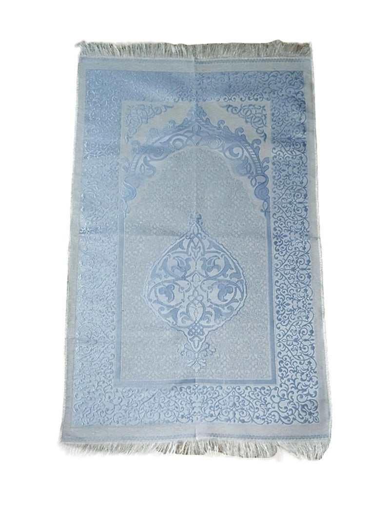 UNT Luxurious Soft Velvet Islamic Prayer Mat. High Quality Turkish Praying Rug (Blue)  - Image 1