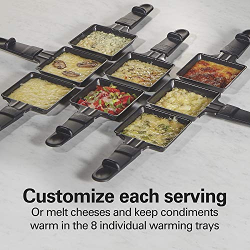 Hamilton Beach Electric Indoor Raclette Table Grill, 200 sq. in. PFAS-Free Nonstick Griddle Serves up to 8 People for Parties and Family Fun, Includes 8 Warming Trays, Black (31612MN-MX) - Image 5