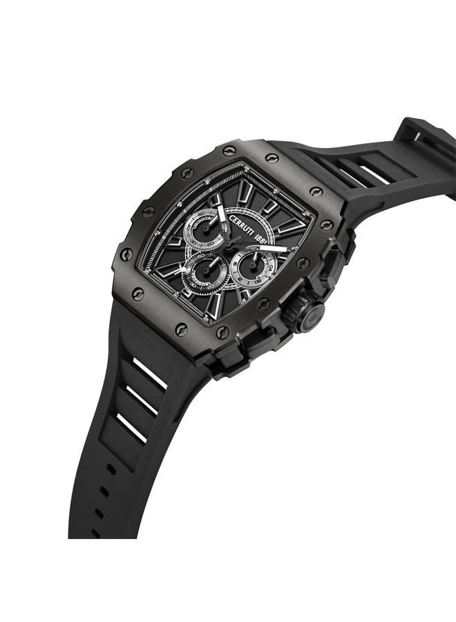 CERRUTI 1881 Gubbio 43.5mm Black Dial Silicone Strap Multifunction Watch For Men