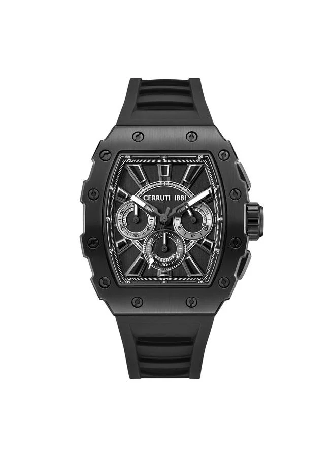 CERRUTI 1881 Gubbio 43.5mm Black Dial Silicone Strap Multifunction Watch For Men