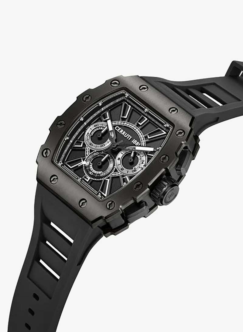 شيروتي 1881 Gubbio 43.5mm Black Dial Silicone Strap Multifunction Watch For Men