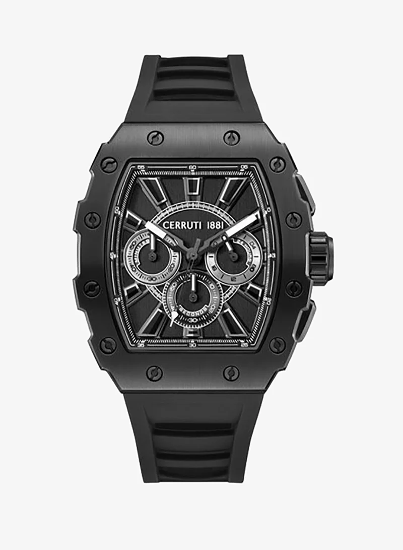 شيروتي 1881 Gubbio 43.5mm Black Dial Silicone Strap Multifunction Watch For Men