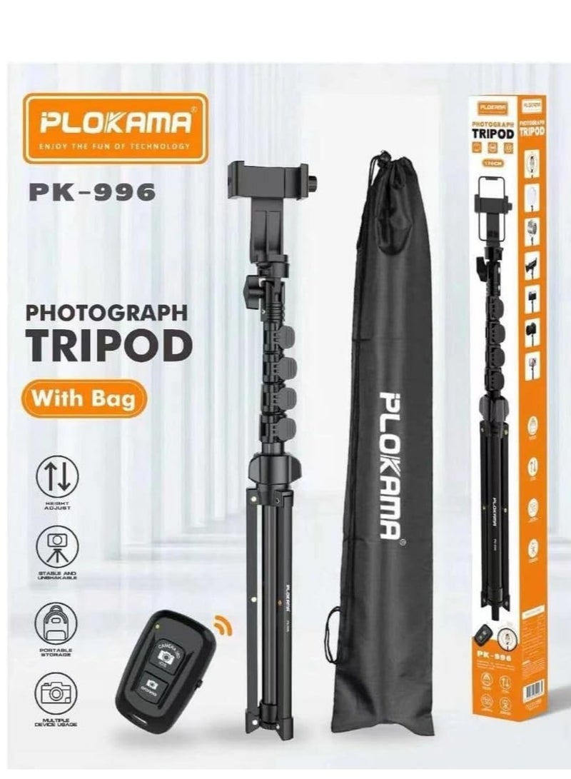 PLOKAMA 170cm Tripod Stand for Camera, Mobile & iPad – Lightweight Professional Tripod & Monopod for Travel and Digital Work | Model PK-996 - Image 1
