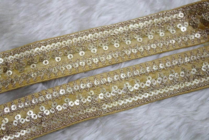 CMHOWLITE Fancy Sequin Zari Work Lace for Lehanga Suit Dresses Sarees Blouses Dupatta and Art Craft Roll of 9 Meter Width 15 inch 381 cm CMF 0949