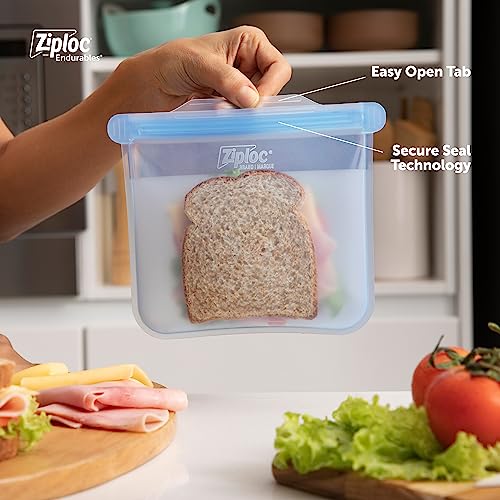 Ziploc Endurables Medium Pouch, 2 Cups, Reusable Silicone Bags and Food Storage Meal Prep Containers for Freezer, Oven, and Microwave, Dishwasher Safe, 2 Pack - Image 4