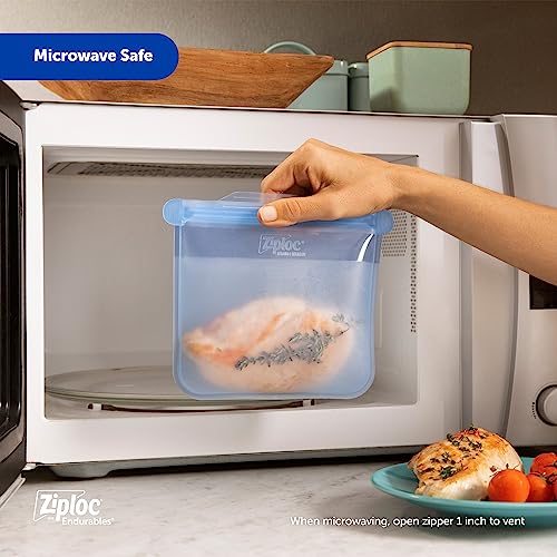 Ziploc Endurables Medium Pouch, 2 Cups, Reusable Silicone Bags and Food Storage Meal Prep Containers for Freezer, Oven, and Microwave, Dishwasher Safe, 2 Pack - Image 5