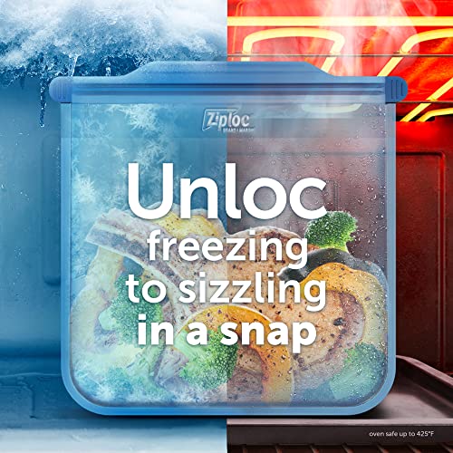Ziploc Endurables Medium Pouch, 2 Cups, Reusable Silicone Bags and Food Storage Meal Prep Containers for Freezer, Oven, and Microwave, Dishwasher Safe, 2 Pack - Image 3