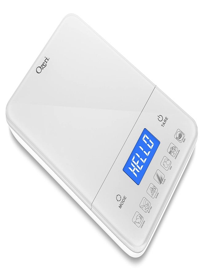 Ozeri Touch III Digital Kitchen Scale with Calorie Counter, 22 lbs (10 kg), White - Image 1