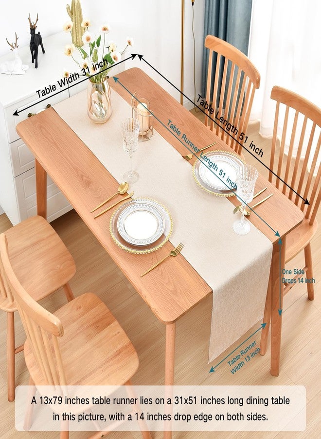 Nacuci Farmhouse Rustic Table Runner Neutral Faux Linen Table Runners Water Resistant Table Runner 48 inches Long for Living Room Dresser Bedroom Kitchen Dining Party 13x48 Inch - Image 2
