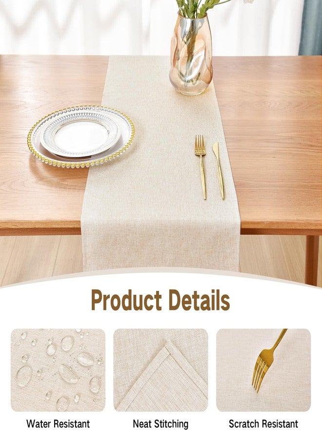 Nacuci Farmhouse Rustic Table Runner Neutral Faux Linen Table Runners Water Resistant Table Runner 48 inches Long for Living Room Dresser Bedroom Kitchen Dining Party 13x48 Inch - Image 3