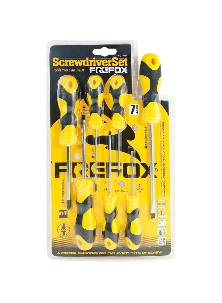 Frefox Screwdriver Set 2xStar Type 4xMinus Type 1xph0 Screwdriver CrV And HRC Steel Screwdriver set 7 Pcs - Image 2